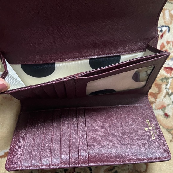 Kate Spade Burgundy Saffiano Leather Wallet - Picture 6 of 9